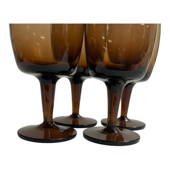 4 Gorham Reizart Crystal Accent Brown Wine Glass, Goblet 5.25" MCM VTG - Picture 6 of 10